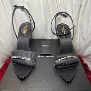 Saint Laurent Amber 85 Sandals, crystal-embellished